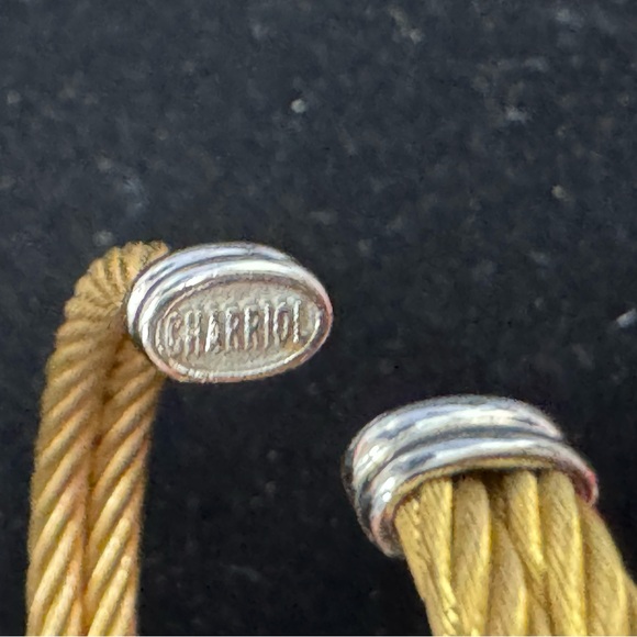 Phillip Charriol 18k Yellow Gold and Diamond Steel Cable Bracelet .19cm - Picture 6 of 11